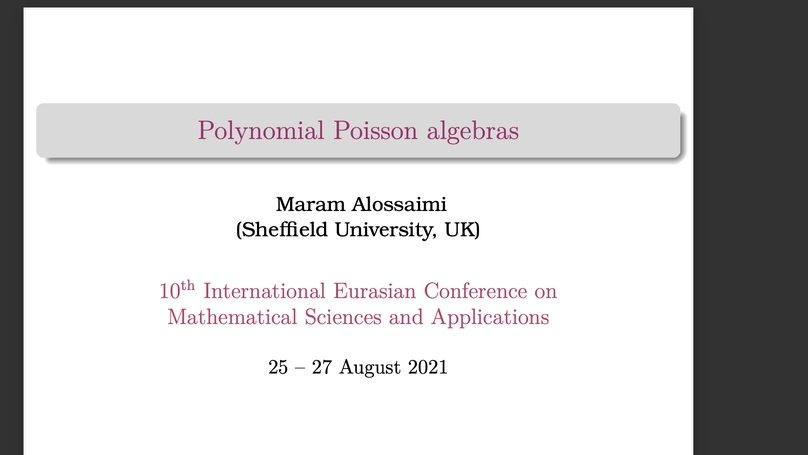 Polynomial Poisson Algebras Talk